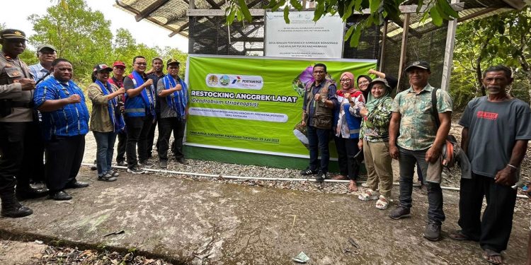 Pertamina Lakukan Penanaman  Anggrek Larat di Desa Adaut