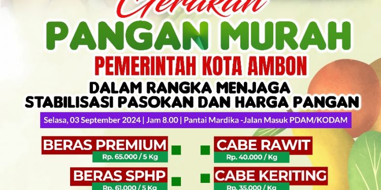 Jaga Daya Beli Masyarakat, Pemkot Ambon Gelar Gerakan Pangan Murah