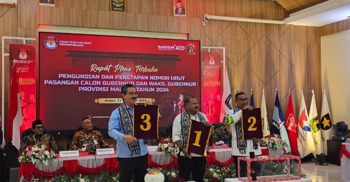 Tiga Paslon Gubernur dan Wagub Maluku Resmi Miliki Nomor Urut