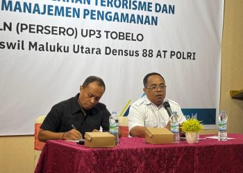 PLN UP3 Tobelo Gandeng Densus 88 AT Polri Gelar Sosialisasi Pencegahan Terorisme dan Sistem Manajemen Pengamanan