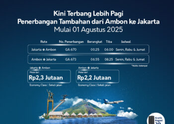 Garuda Indonesia Tambah Jadwal Pagi Rute Jakarta–Ambon Mulai 1 Agustus 2025