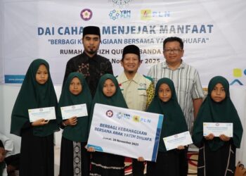YBM PLN MMU Berbagi Kebahagiaan untuk Santri dan Kaum Dhuafa di Pesantren Kota Al-Quran Banda Besar
