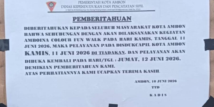 Demi Amboina Colour Fun Walk 2026, Disdukcapil Ambon Hentikan Pelayanan, Warga Protes Kepentingan Publik Dikorbankan